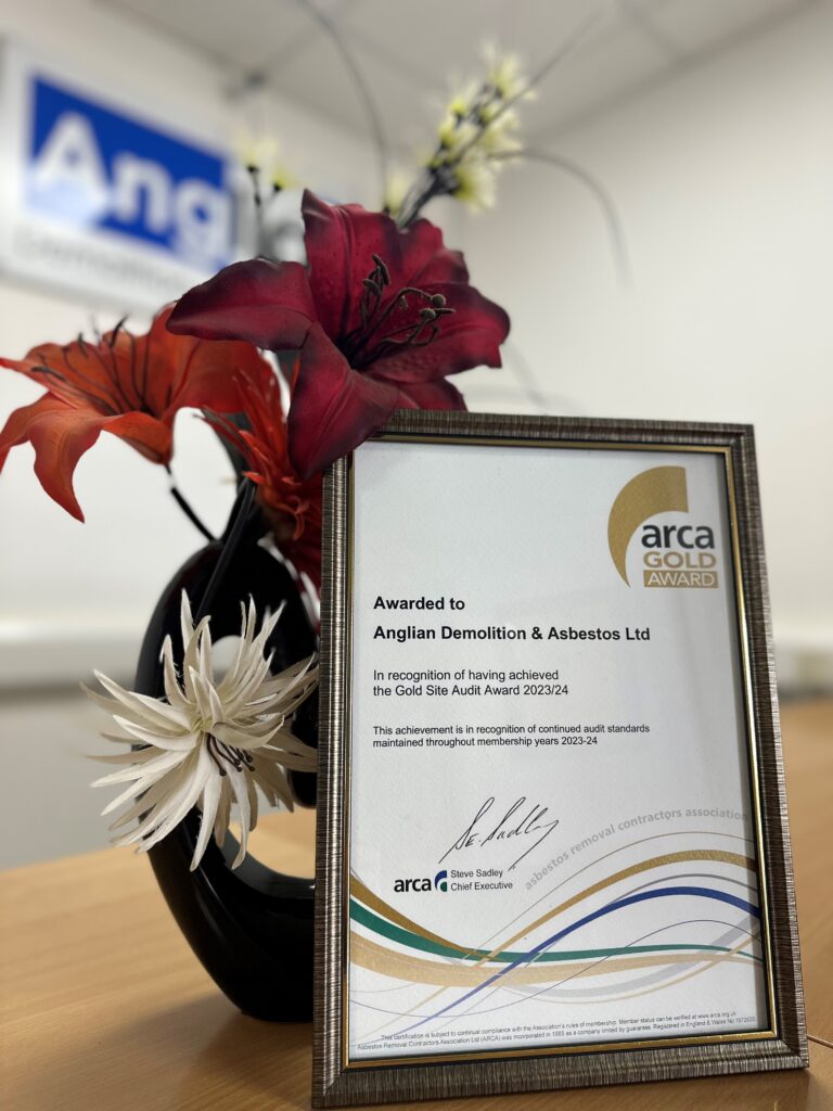 Anglian Demolition & Asbestos has achieved an ARCA gold site award