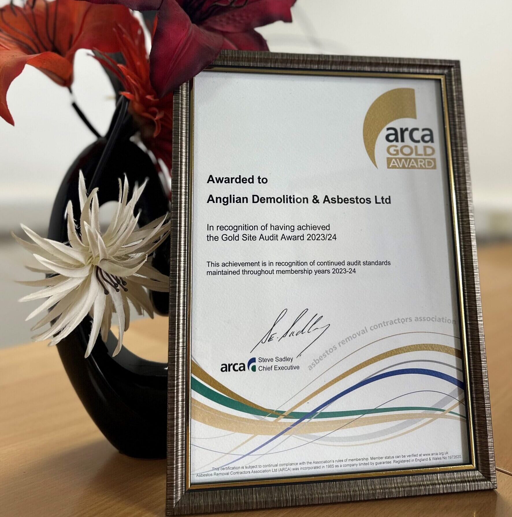 Anglian Demolition & Asbestos has achieved an ARCA gold site award