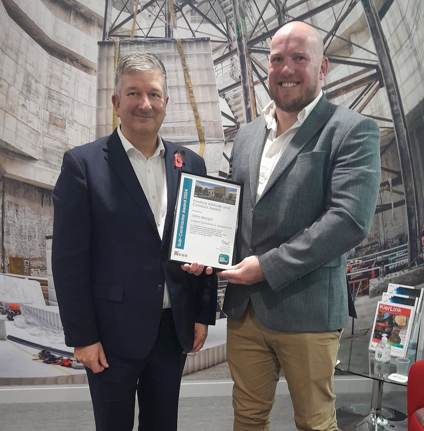 Anglian has won a prestigious Sub-contractor Award by Kier